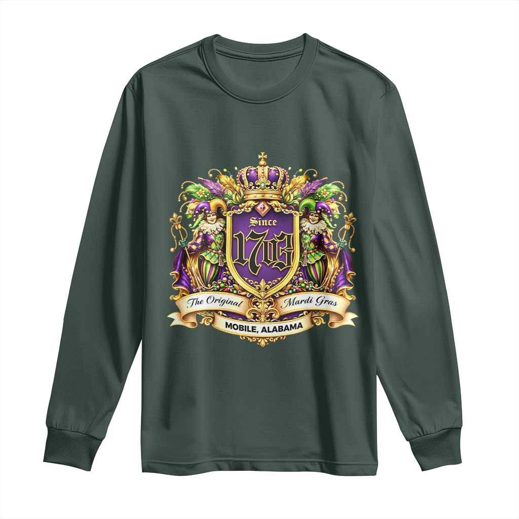 The Original Mardi Gras Mobile Alabama Since 1703 Long Sleeve Shirt Funny Carnival TS11 Dark Forest Green Print Your Wear
