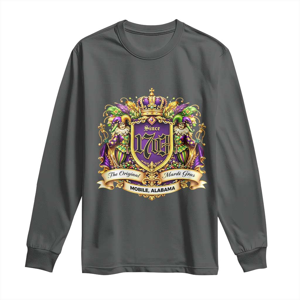 The Original Mardi Gras Mobile Alabama Since 1703 Long Sleeve Shirt Funny Carnival TS11 Dark Heather Print Your Wear