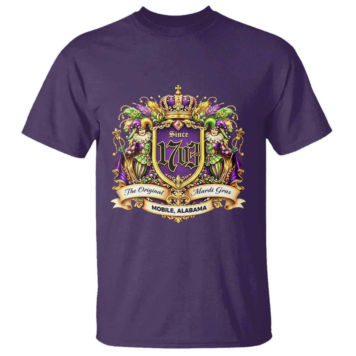 The Original Mardi Gras T Shirt - Mobile Alabama Since 1703 Funny Carnival Pride Tee TS11 Purple Print Your Wear