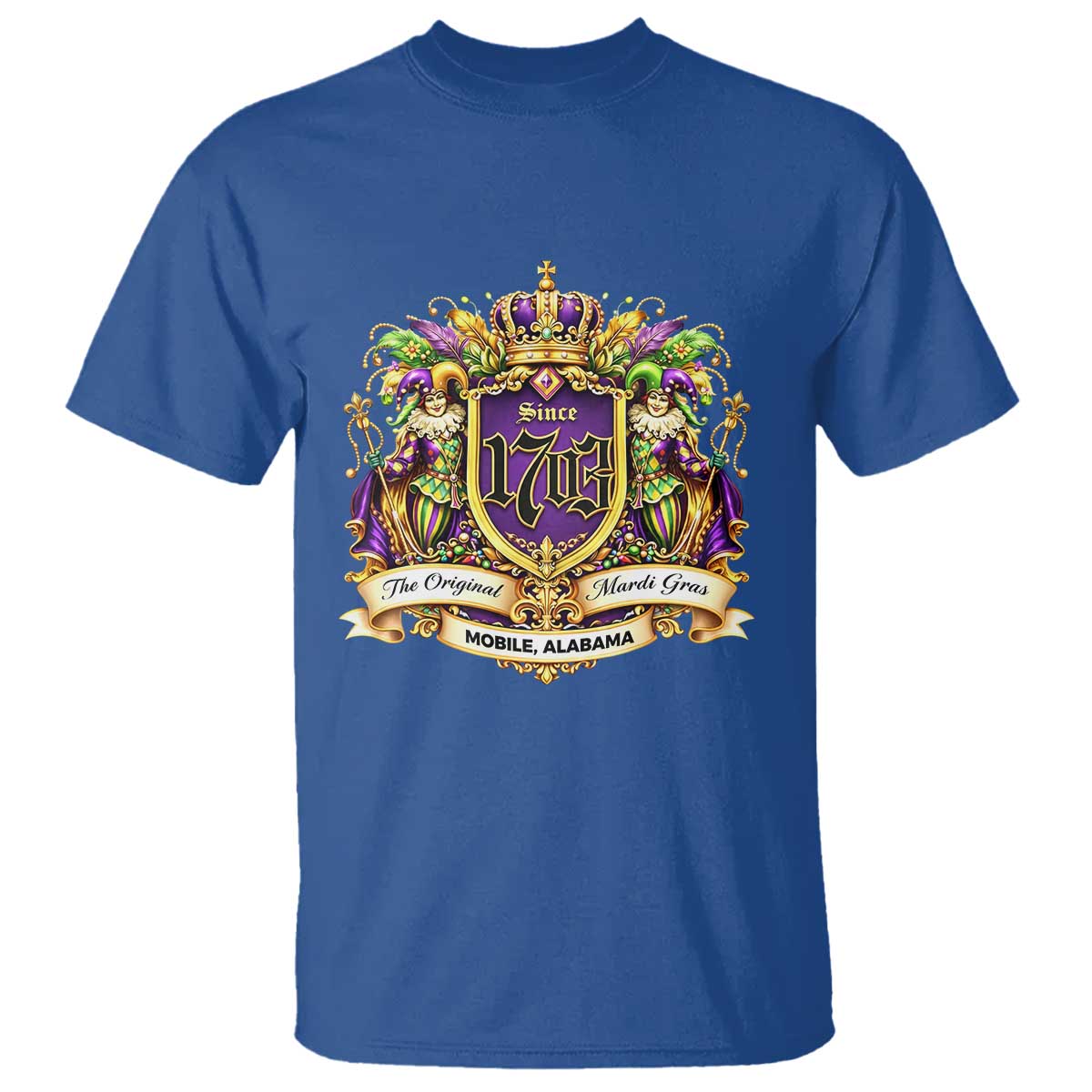 The Original Mardi Gras T Shirt - Mobile Alabama Since 1703 Funny Carnival Pride Tee TS11 Royal Blue Print Your Wear