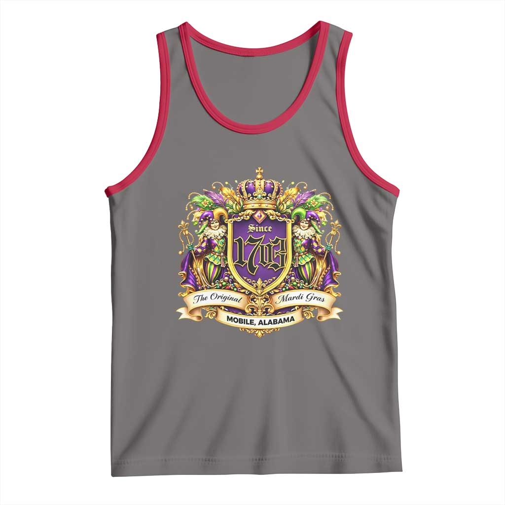 The Original Mardi Gras Mobile Alabama Since 1703 Tank Top Funny Carnival TS11 Deep Heather Red Print Your Wear