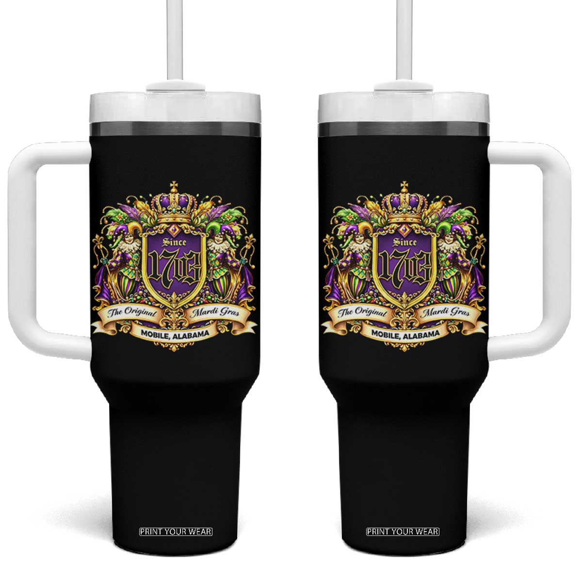 The Original Mardi Gras Mobile Alabama Since 1703 Tumbler With Handle Funny Carnival TS11 One Size: 40 oz Black Print Your Wear