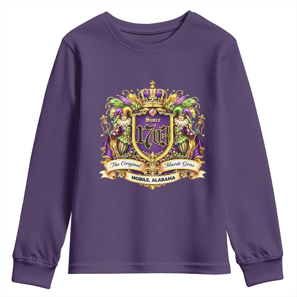 The Original Mardi Gras Mobile Alabama Since 1703 Youth Sweatshirt Funny Carnival TS11 Purple Print Your Wear