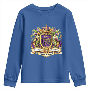 The Original Mardi Gras Mobile Alabama Since 1703 Youth Sweatshirt Funny Carnival TS11 Royal Blue Print Your Wear