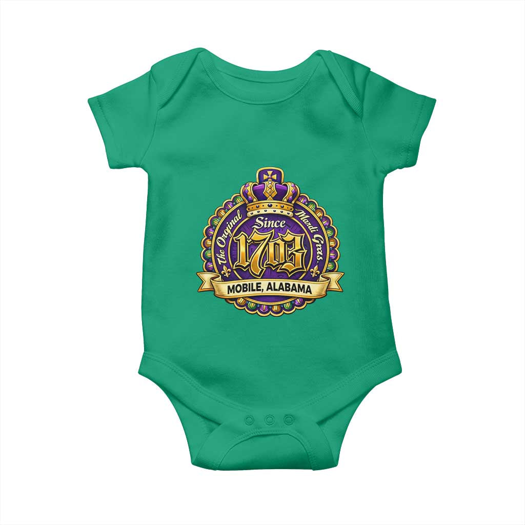 The Original Mardi Gras Mobile Alabama Since 1703 Baby Onesie TS11 Irish Green Print Your Wear