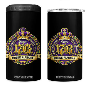 The Original Mardi Gras Mobile Alabama Since 1703 4 in 1 Can Cooler Tumbler TS11 One Size: 16 oz Black Print Your Wear