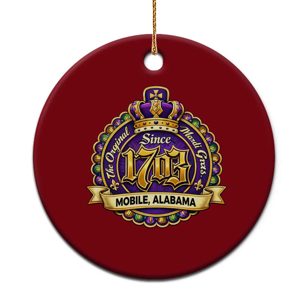 The Original Mardi Gras Mobile Alabama Since 1703 Ceramic Ornament TS11 1pc Red Print Your Wear