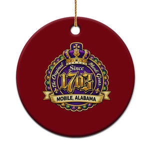 The Original Mardi Gras Mobile Alabama Since 1703 Ceramic Ornament TS11 1pc Red Print Your Wear
