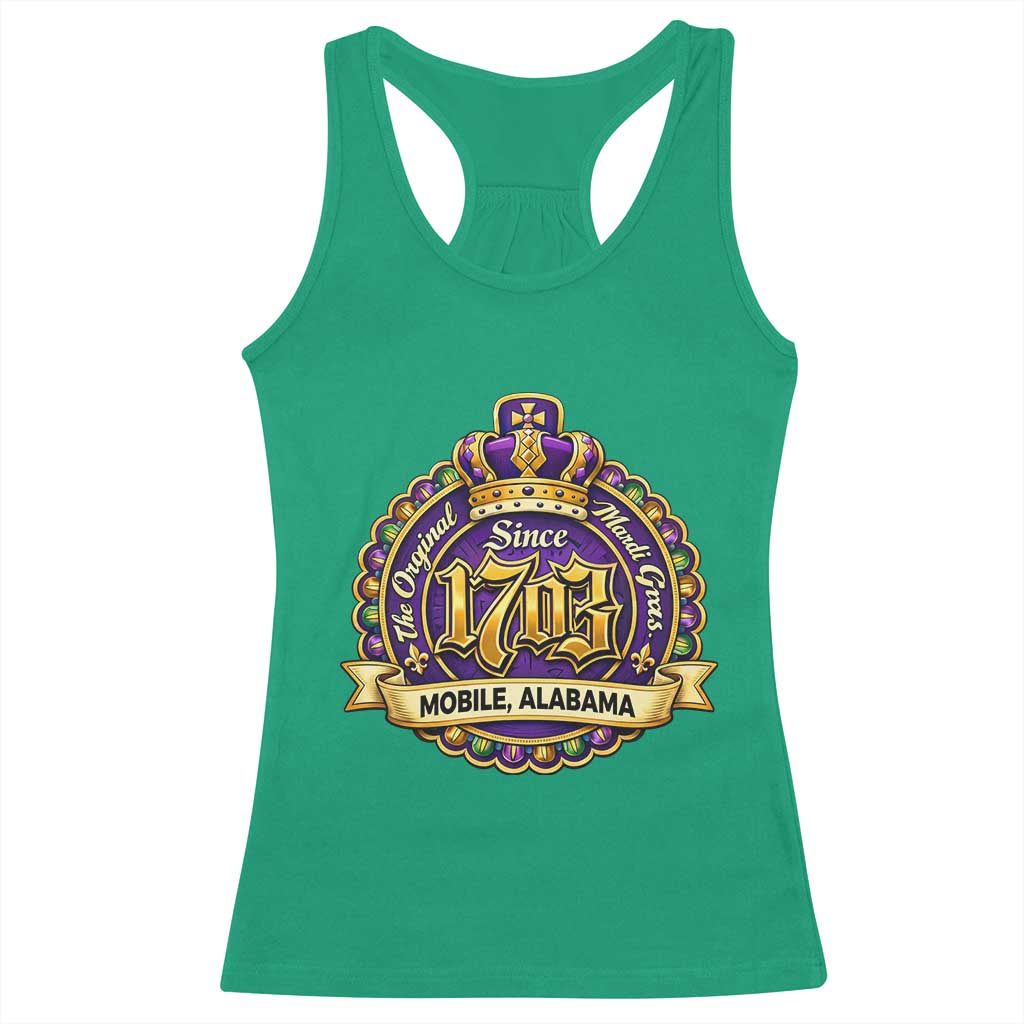The Original Mardi Gras Mobile Alabama Since 1703 Racerback Tank Top TS11 Irish Green Print Your Wear