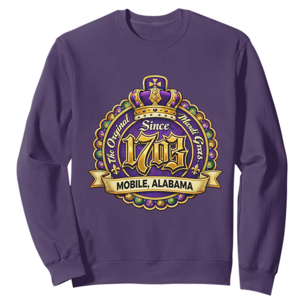 The Original Mardi Gras Mobile Alabama Since 1703 Sweatshirt TS11 Purple Print Your Wear