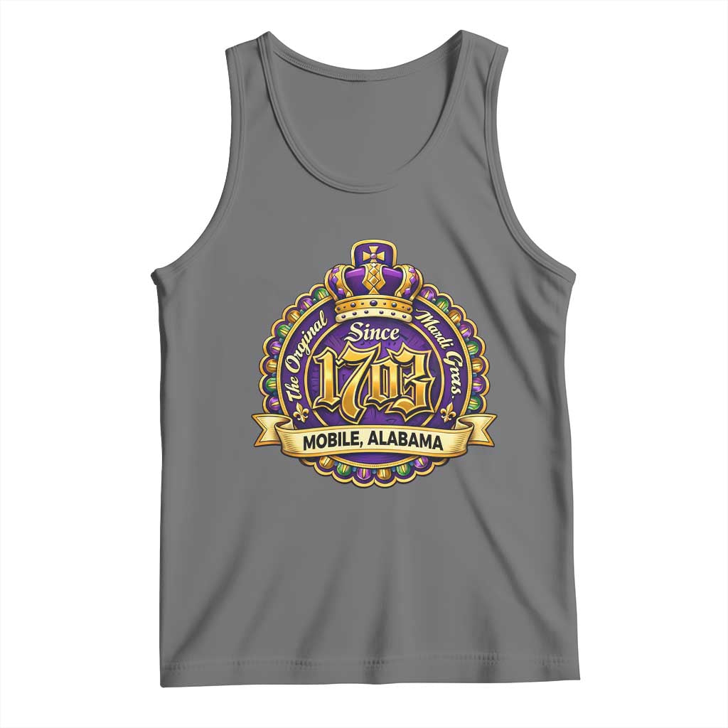 The Original Mardi Gras Mobile Alabama Since 1703 Tank Top TS11 Black Heather Print Your Wear