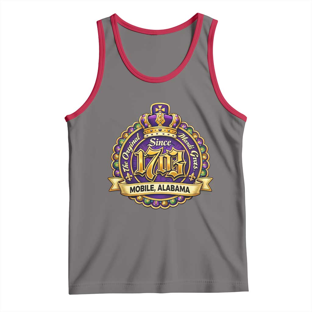 The Original Mardi Gras Mobile Alabama Since 1703 Tank Top TS11 Deep Heather Red Print Your Wear