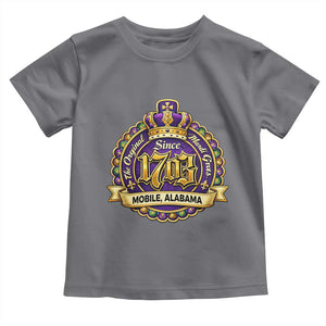The Original Mardi Gras Mobile Alabama Since 1703 Toddler T Shirt TS11 Charcoal Print Your Wear