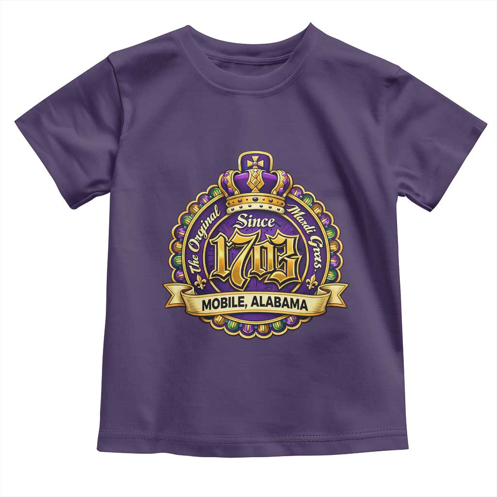 The Original Mardi Gras Mobile Alabama Since 1703 Toddler T Shirt TS11 Purple Print Your Wear