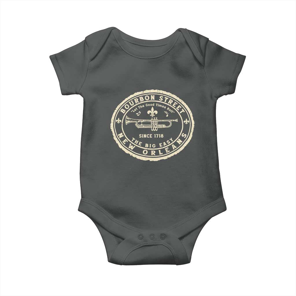 New Orleans Bourbon Street The Big Easy Baby Onesie Let The Good Times Roll TS11 Dark Heather Print Your Wear
