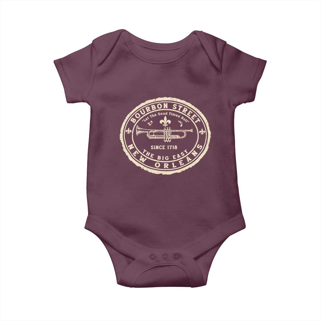 New Orleans Bourbon Street The Big Easy Baby Onesie Let The Good Times Roll TS11 Maroon Print Your Wear
