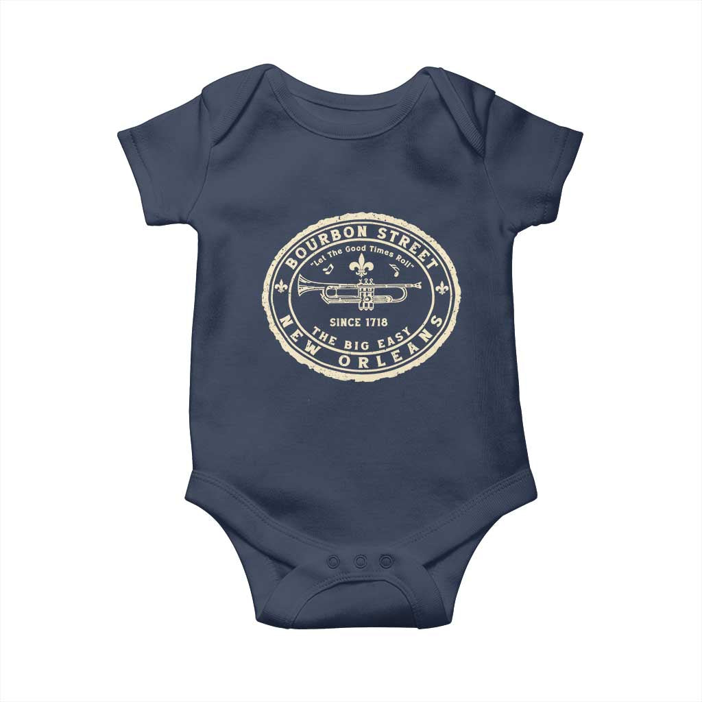 New Orleans Bourbon Street The Big Easy Baby Onesie Let The Good Times Roll TS11 Navy Print Your Wear