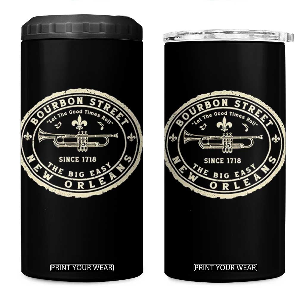 New Orleans Bourbon Street The Big Easy 4 in 1 Can Cooler Tumbler Let The Good Times Roll TS11 One Size: 16 oz Black Print Your Wear