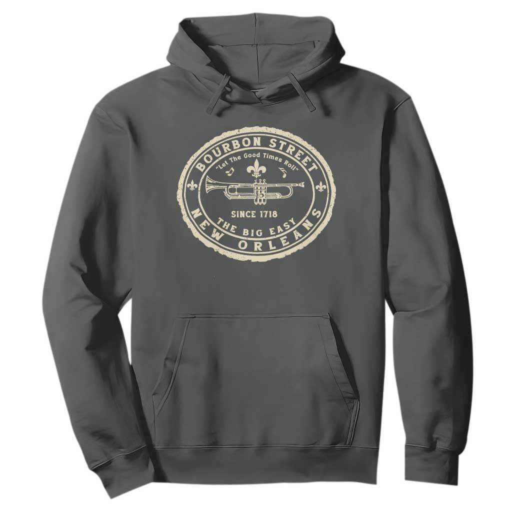 New Orleans Bourbon Street The Big Easy Hoodie Let The Good Times Roll TS11 Dark Heather Print Your Wear