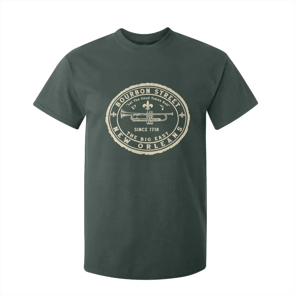 New Orleans Bourbon Street The Big Easy T Shirt For Kid Let The Good Times Roll TS11 Dark Forest Green Print Your Wear