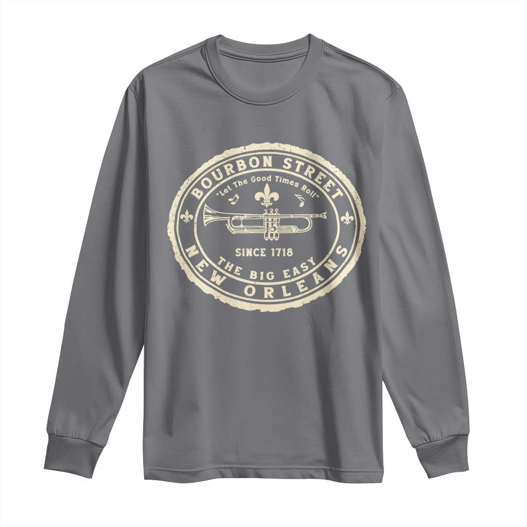 New Orleans Bourbon Street The Big Easy Long Sleeve Shirt Let The Good Times Roll TS11 Charcoal Print Your Wear