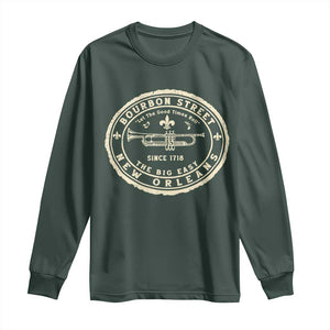New Orleans Bourbon Street The Big Easy Long Sleeve Shirt Let The Good Times Roll TS11 Dark Forest Green Print Your Wear