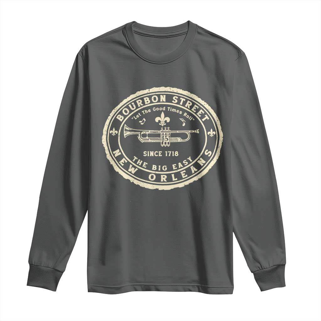 New Orleans Bourbon Street The Big Easy Long Sleeve Shirt Let The Good Times Roll TS11 Dark Heather Print Your Wear
