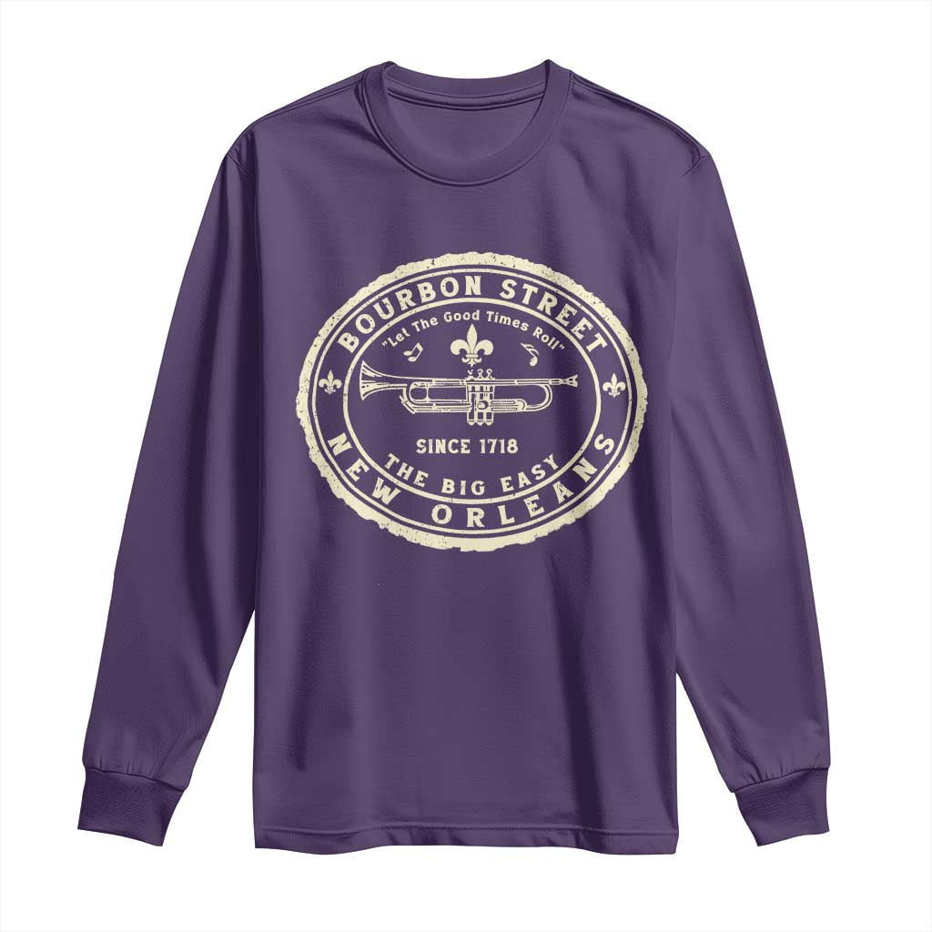 New Orleans Bourbon Street The Big Easy Long Sleeve Shirt Let The Good Times Roll TS11 Purple Print Your Wear