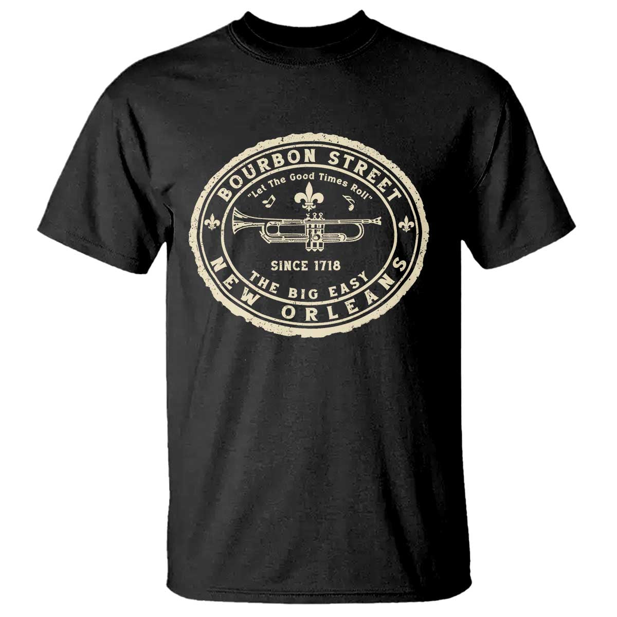 New Orleans Bourbon Street The Big Easy T Shirt Let The Good Times Roll TS11 Black Print Your Wear
