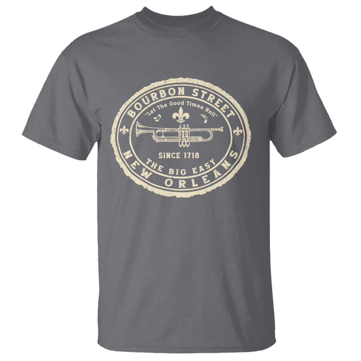 New Orleans Bourbon Street The Big Easy T Shirt Let The Good Times Roll TS11 Charcoal Print Your Wear