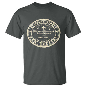 New Orleans Bourbon Street The Big Easy T Shirt Let The Good Times Roll TS11 Dark Heather Print Your Wear