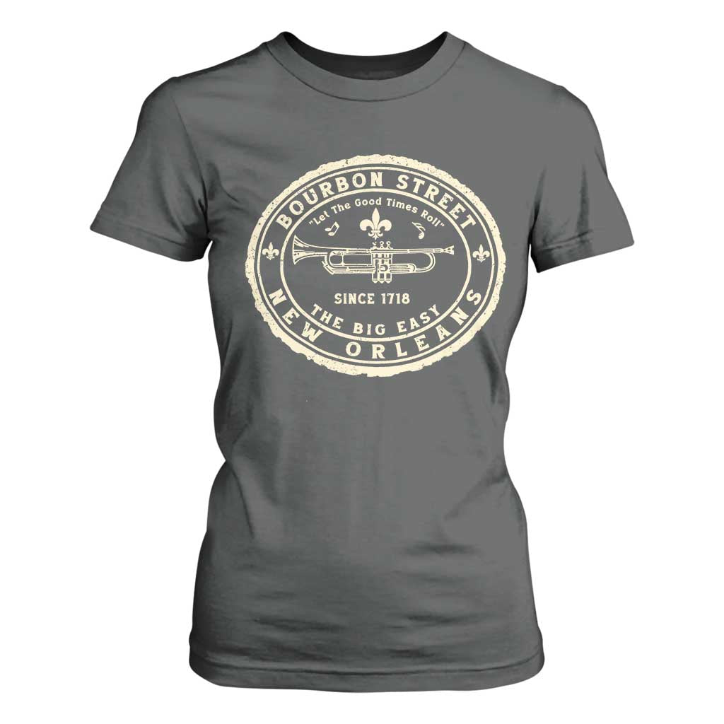 New Orleans Bourbon Street The Big Easy T Shirt For Women Let The Good Times Roll TS11 Dark Heather Print Your Wear