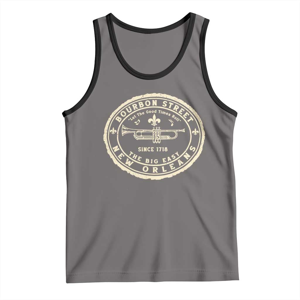 New Orleans Bourbon Street The Big Easy Tank Top Let The Good Times Roll TS11 Deep Heather Black Print Your Wear