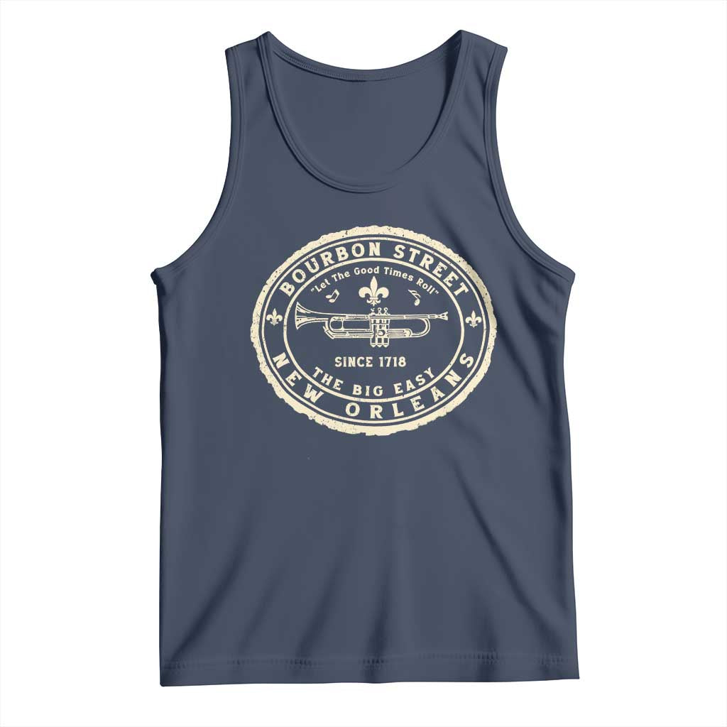 New Orleans Bourbon Street The Big Easy Tank Top Let The Good Times Roll TS11 Navy Print Your Wear