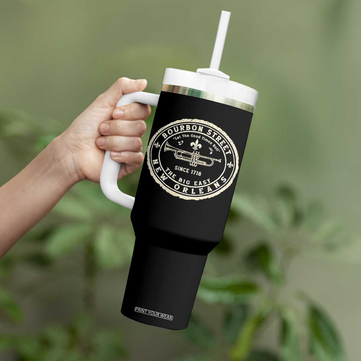 New Orleans Bourbon Street The Big Easy Tumbler With Handle Let The Good Times Roll TS11 Print Your Wear