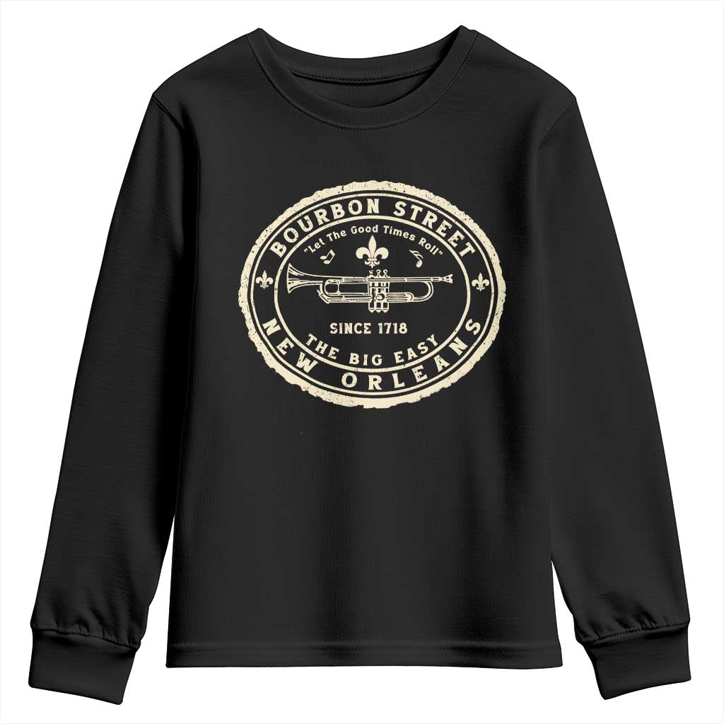 New Orleans Bourbon Street The Big Easy Youth Sweatshirt Let The Good Times Roll TS11 Black Print Your Wear