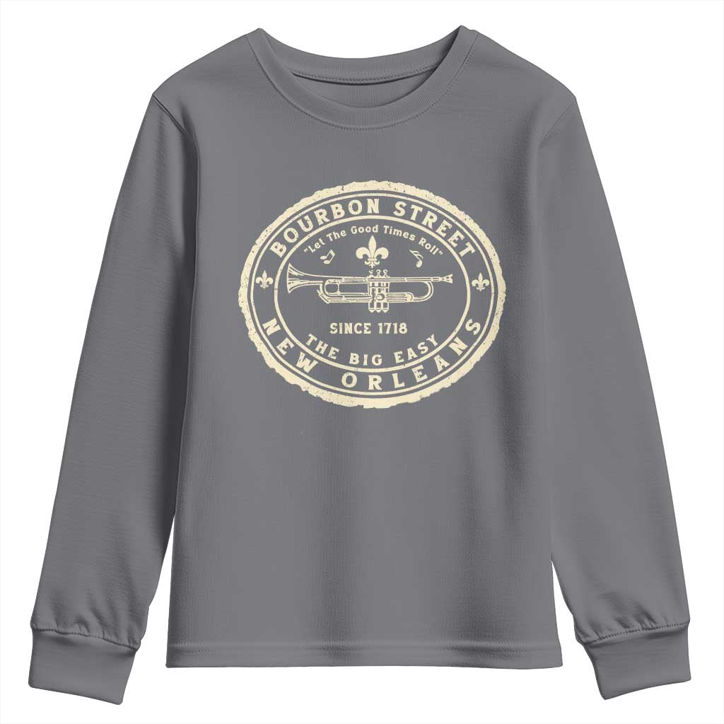 New Orleans Bourbon Street The Big Easy Youth Sweatshirt Let The Good Times Roll TS11 Charcoal Print Your Wear