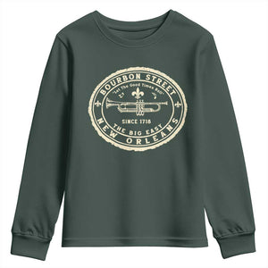 New Orleans Bourbon Street The Big Easy Youth Sweatshirt Let The Good Times Roll TS11 Dark Forest Green Print Your Wear