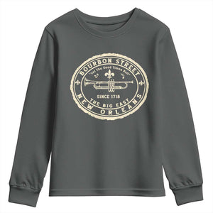 New Orleans Bourbon Street The Big Easy Youth Sweatshirt Let The Good Times Roll TS11 Dark Heather Print Your Wear