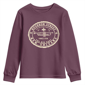 New Orleans Bourbon Street The Big Easy Youth Sweatshirt Let The Good Times Roll TS11 Maroon Print Your Wear