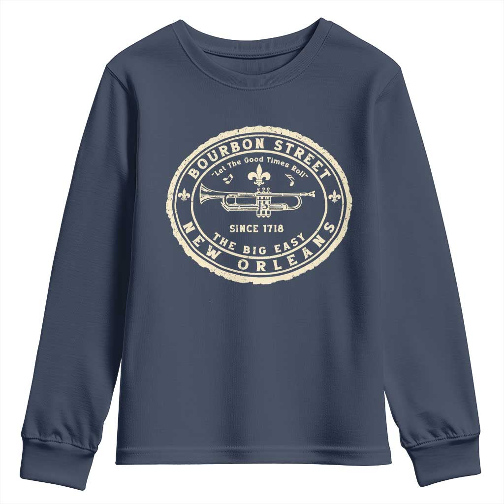 New Orleans Bourbon Street The Big Easy Youth Sweatshirt Let The Good Times Roll TS11 Navy Print Your Wear