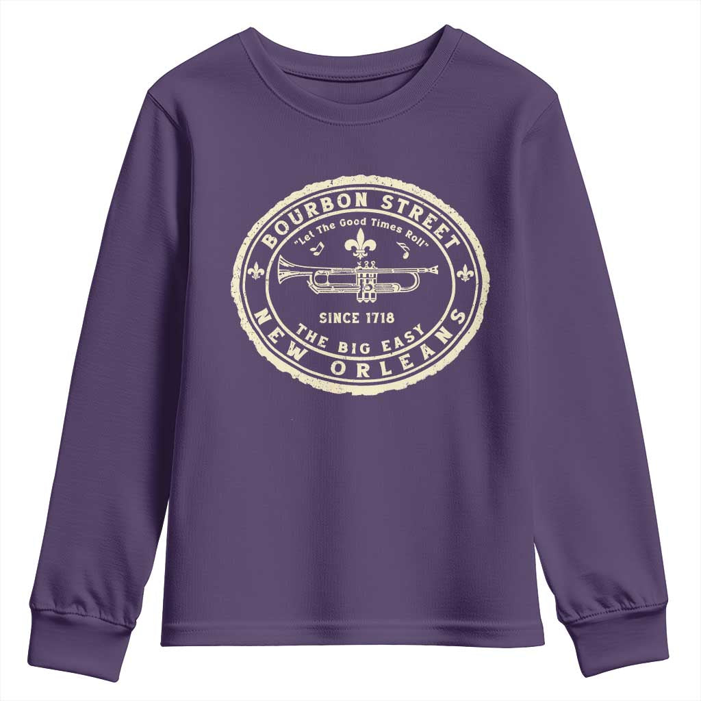New Orleans Bourbon Street The Big Easy Youth Sweatshirt Let The Good Times Roll TS11 Purple Print Your Wear