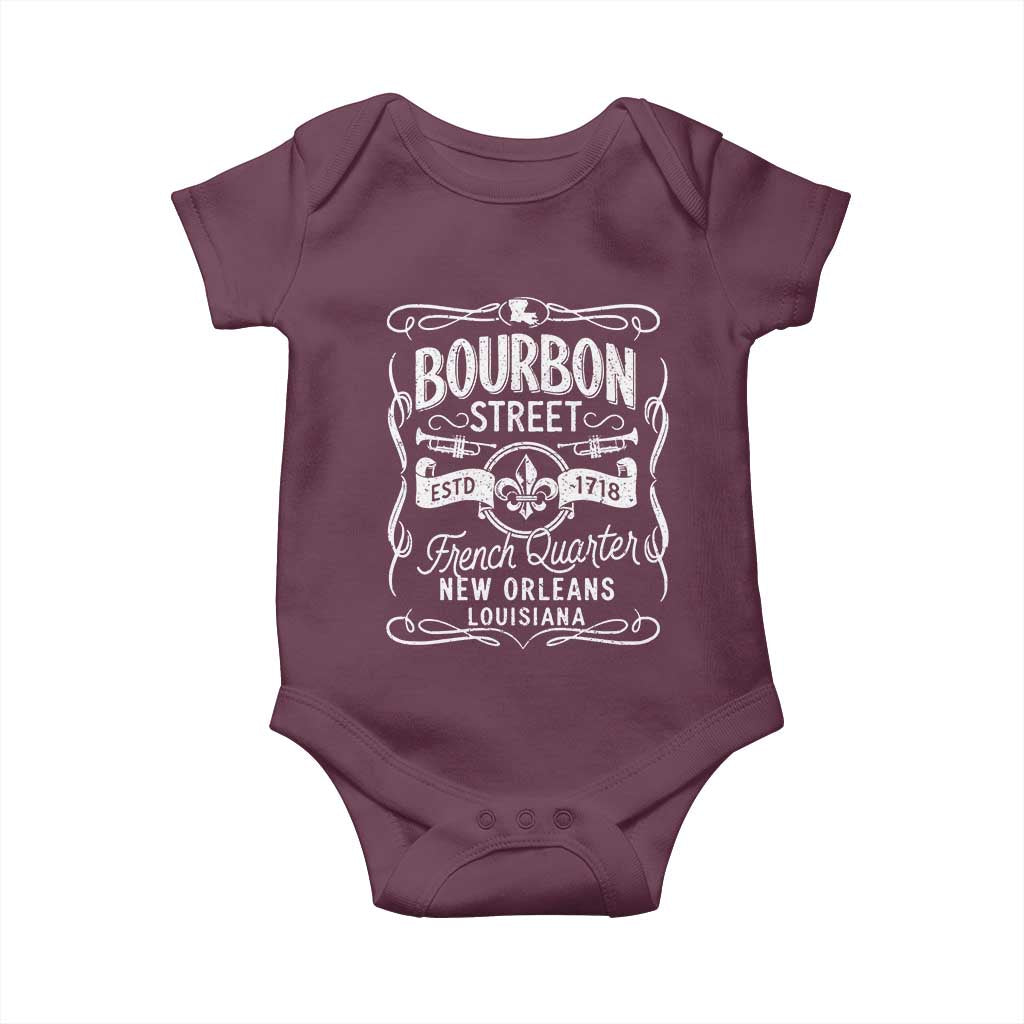 Bourbon Street French Quarter New Orleans Vintage Scrollwork Baby Onesie TS11 Maroon Print Your Wear