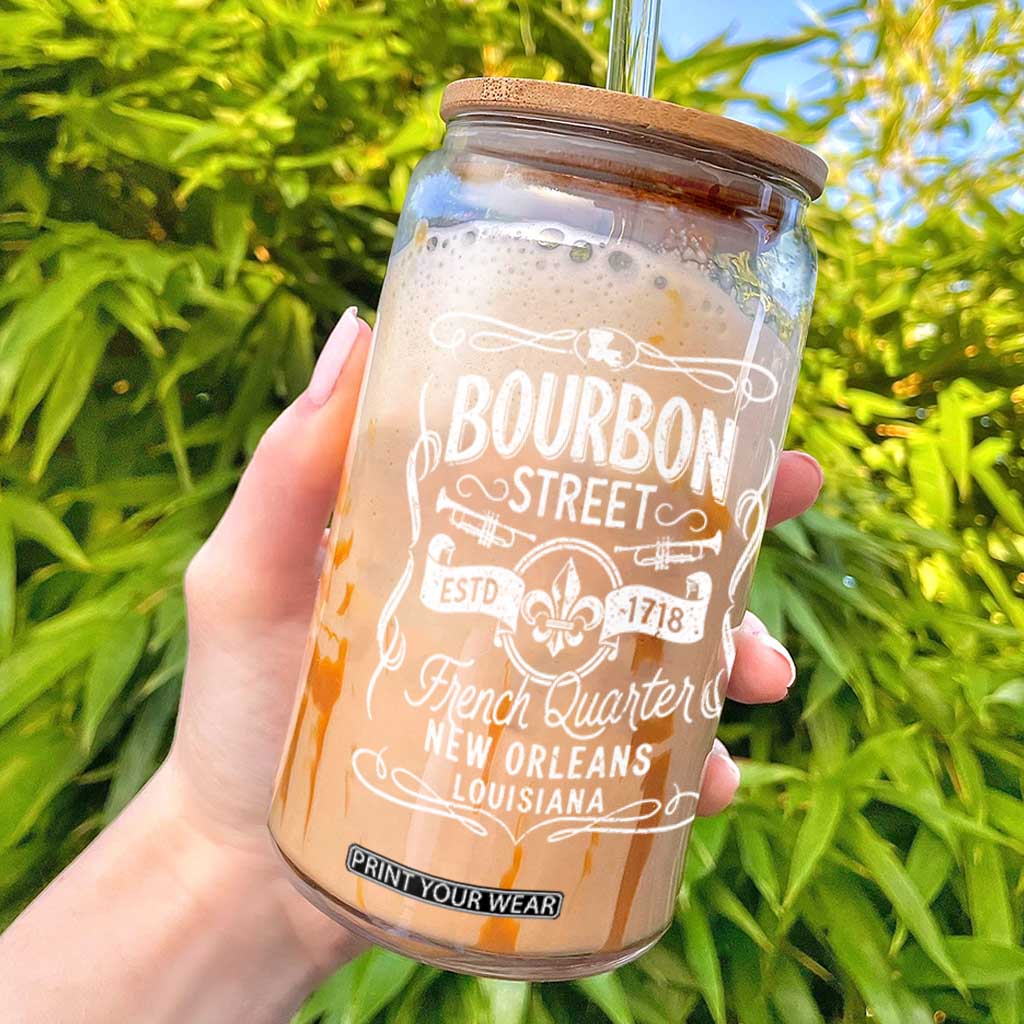 Bourbon Street French Quarter New Orleans Vintage Scrollwork Glass Can TS11 Black Print Your Wear