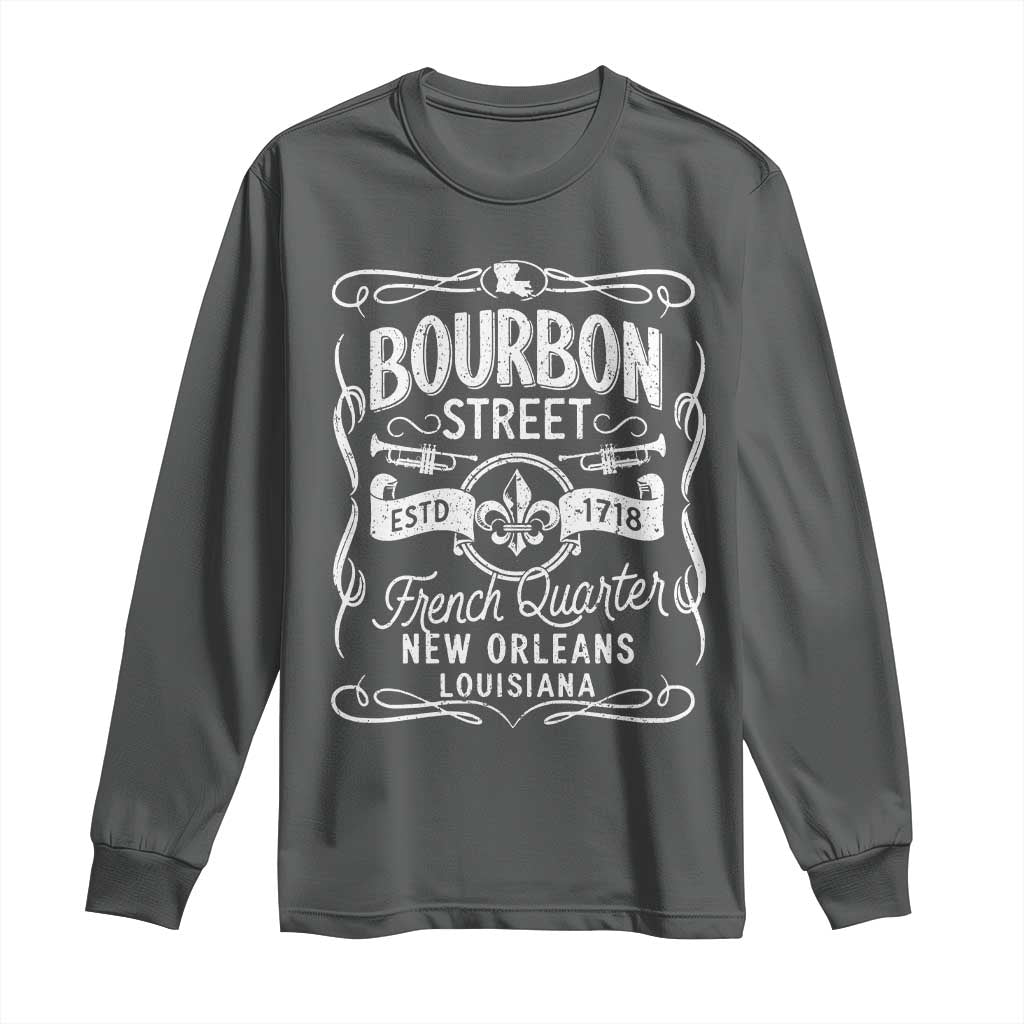Bourbon Street French Quarter New Orleans Vintage Scrollwork Long Sleeve Shirt TS11 Dark Heather Print Your Wear