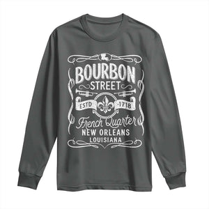 Bourbon Street French Quarter New Orleans Vintage Scrollwork Long Sleeve Shirt TS11 Dark Heather Print Your Wear