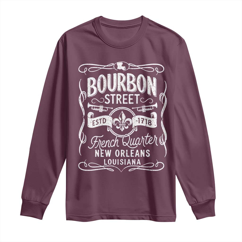 Bourbon Street French Quarter New Orleans Vintage Scrollwork Long Sleeve Shirt TS11 Maroon Print Your Wear