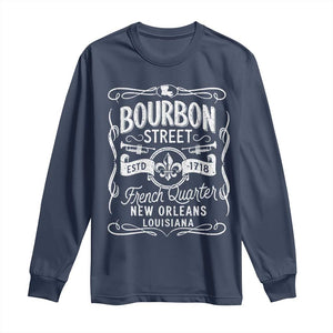 Bourbon Street French Quarter New Orleans Vintage Scrollwork Long Sleeve Shirt TS11 Navy Print Your Wear