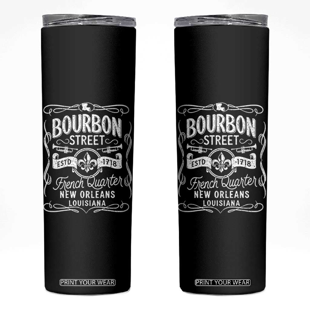 Bourbon Street French Quarter New Orleans Vintage Scrollwork Skinny Tumbler TS11 Black Print Your Wear