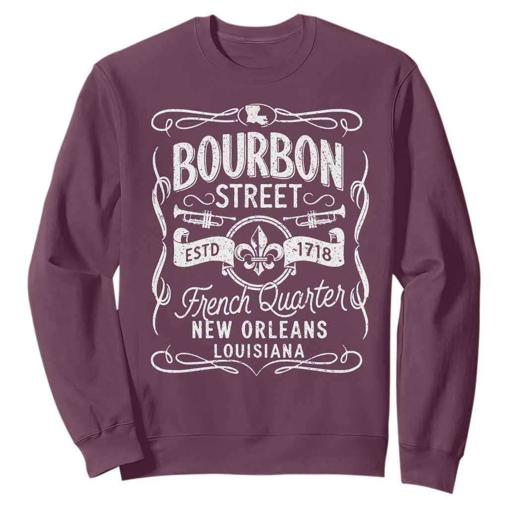 Bourbon Street French Quarter New Orleans Vintage Scrollwork Sweatshirt TS11 Maroon Print Your Wear